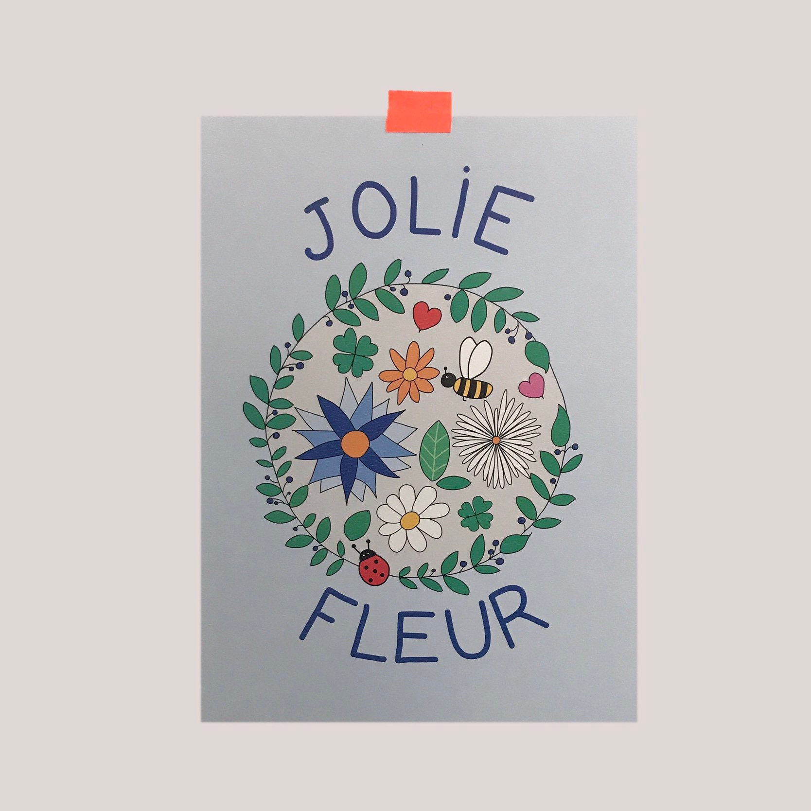 Jolie Fleur - Abeille Coccinelle Coeur, Affiche Murale Britney Pompadour