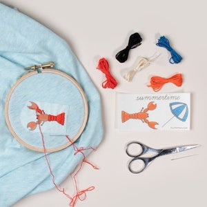 Lobster Embroidery Kit; Parasol, Summertime - Blackpink Lisa Pattern - Easy DIY Embroidery Kit for Beginners and Experts - Britney Pompadour
