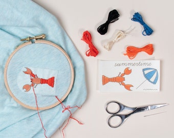 Lobster, Summertime - EASY EMBROIDERY Kit