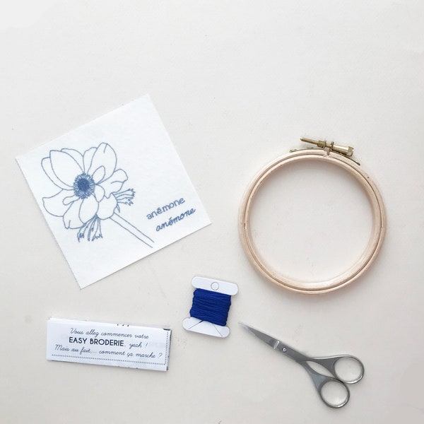 Kit de broderie Anémone, Broderie Florale, Broderie débutant, Britney Pompadour