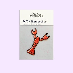 Lobster Embroidered Iron-On Patch - Clothing Customization, DIY Badge, Secret Santa Gift, Fabric Repair - Made in France