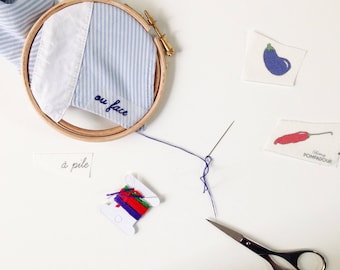 Heads or tails, eggplant, chilli pepper - EASY EMBROIDERY Kit