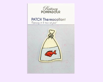 Goldfish, iron-on embroidered patch, custom goldfish, Kawai patch, secret Santa