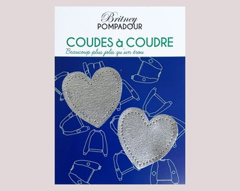 small Coudière heart to sew in metallic leather, elbow heart metallized, pair of elbow heart leather, elbow to sew, knee brace