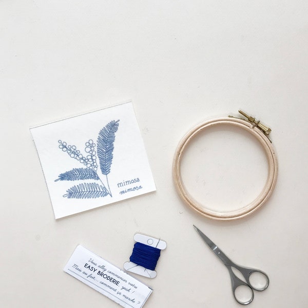 Kit de broderie Mimosa, Broderie Florale, Broderie débutant, Britney Pompadour