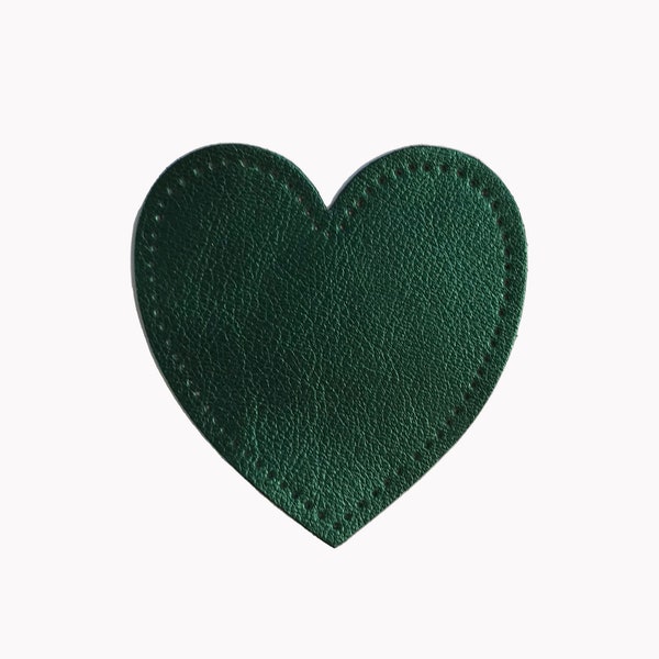 Coudière pour pull vert émeraude, coeur à coudre en cuir métallisé, coude à coudre, genouillère disponible en plusieurs couleurs