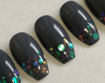 Dark Grey Nails Etsy Dark Grey Nails Etsy