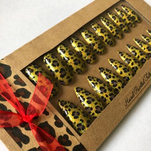 Gold Leopard Print False Press on Nails