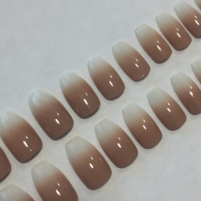 Ombre French Ballerina / Coffin False Nails image 7