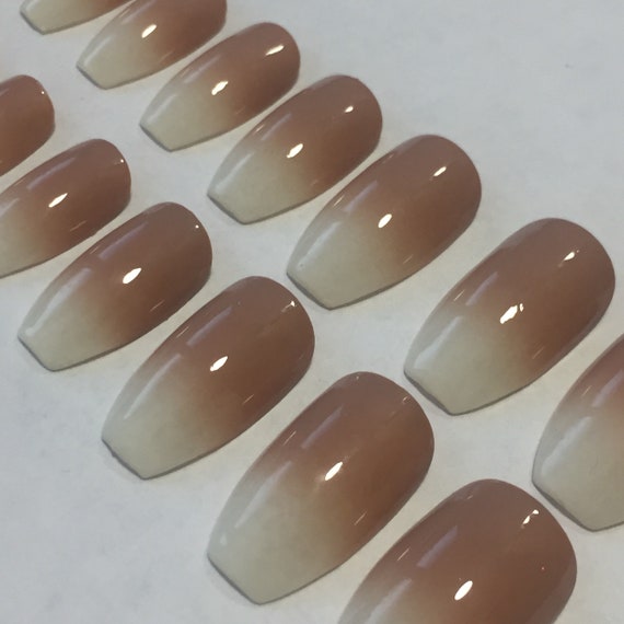 Ombre French Ballerina / Coffin False Nails - Etsy