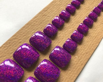 Purple False Toe Nails, Summer Nails, Fake Toe Nails, Press on Toe Nails