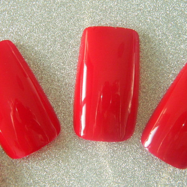 Red Wide False Nails