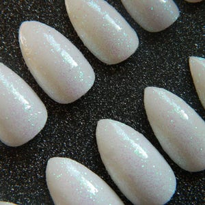 White Glitter False Nails
