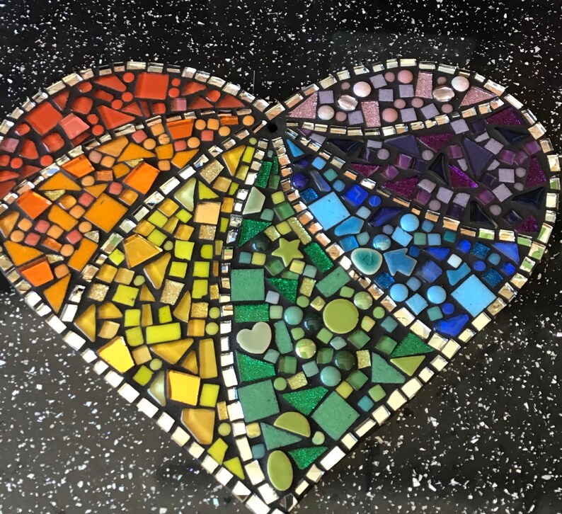 Rainbow Mosaic Heart Kit Craft Kits. Etsy