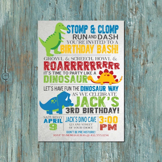 Dinosaur Birthday Party Invitation Etsy