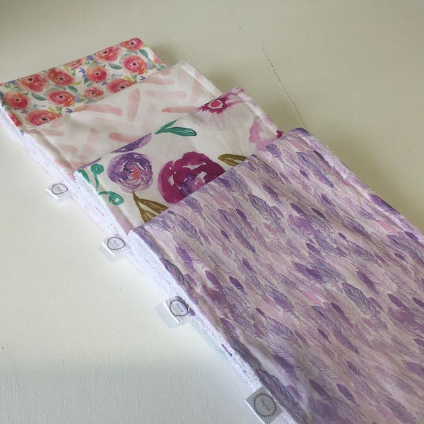 Girls burp cloths / 4 pack girls burp cloths / burp cloth / baby shower gift / floral burp cloths