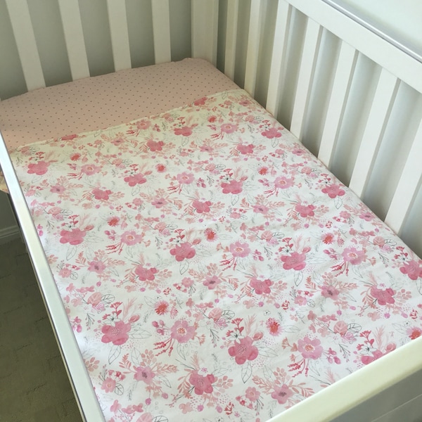 SALE - Floral cot quilt/duvet / baby bedding / baby shower / girls cot quilt / baby blanket / cot sheet