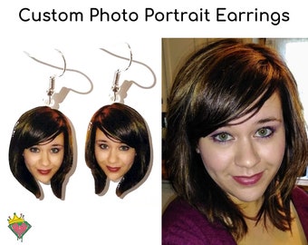 Custom Face Earrings -  Personalized Portrait Earrings - Custom Photo Earrings - Fast Shipping