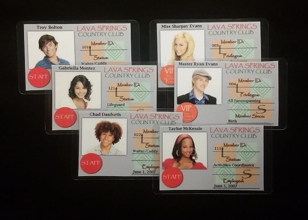 High School Musical Lava Springs ID Cards Etsy