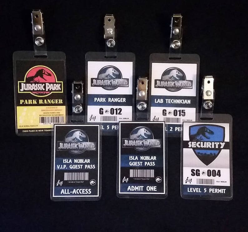 Jurassic World / Jurassic Park ID Badges Etsy