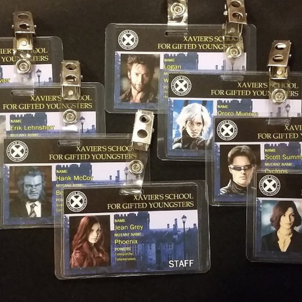 Insignias de identificación de la Escuela Xavier para Jóvenes Talentosos (personal de las películas originales de X-Men)