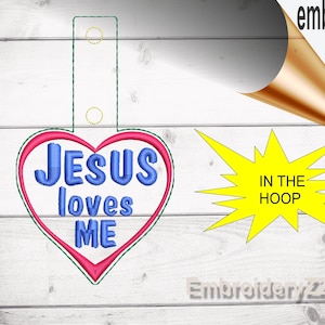 Jesus loves me key fob pattern displayed as a virtual embroidery design