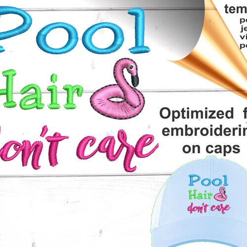 Lake Hair Don't Care Embroidery Design for Hats. Pattern Etsy