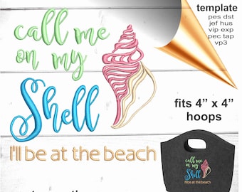 Beach Theme Embroidery Design: Seashell Pattern (4x4 Hoop) (PES Broderie)