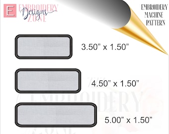Blank patches design to embroider DIY.  Applique machine embroidery patch set. Name patch border design satin stitch rounded corners.