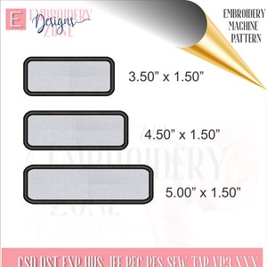 Blank Aufnäher Design zum selber sticken.  Applikation Maschinenstickerei Aufnäher im Set. Namesapplikation Bordüre Design Plattstich abgerundete Ecken.