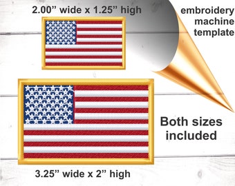 Ontwerp Amerikaanse vlag voor machineborduurwerk, realistisch sterren- en strepenpatroon Amerikaanse vlag, minimale versieringen, snelle productie, eenvoudig naaien