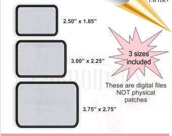 Blank patches design to embroider DIY.  Applique machine embroidery patch set. Name patch border design satin stitch rounded corners.