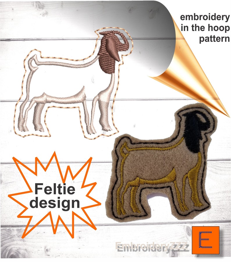 Boer goat feltie machine embroidery design file