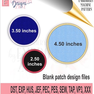 Set of 3 circle blank patches design files to embroider on your embroidery machine.  This is an applique machine pattern, not a product.