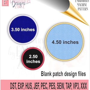 Set of 3 circle blank patches design files to embroider on your embroidery machine.  This is an applique machine pattern, not a product.