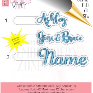 Benutzerdefinierte Name Snap Tab Stickdatei im Stickrahmen. Auf Bestellung angefertigte Stickvorlage, kein Produkt. Schlüsselanhänger Muster werde ich Ihren Namen ausfüllen.