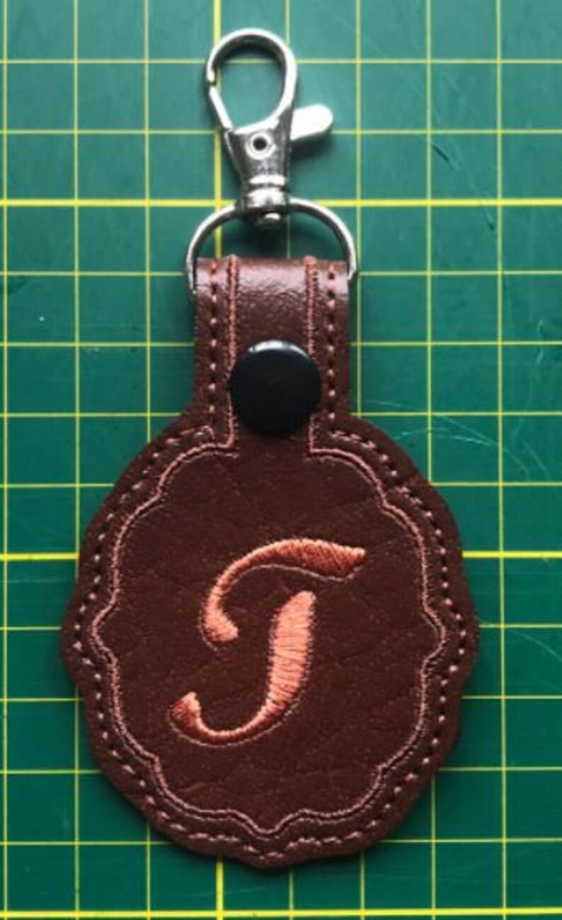 ITH Snap Tab Blank Key Fob design. Embroidery in the hoop Key Chain Monogram frame template for machine embroidery. image 9