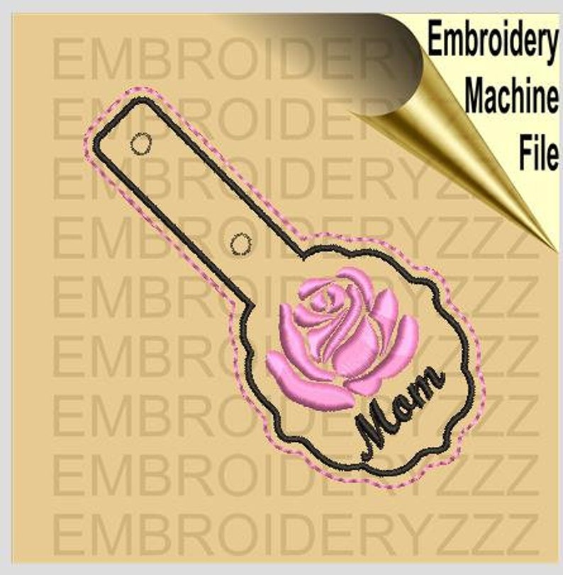 ITH Snap Tab Blank Key Fob design. Embroidery in the hoop Key Chain Monogram frame template for machine embroidery. image 8