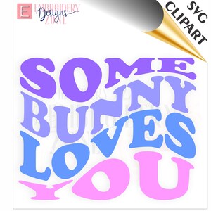 Hase Liebt Dich SVG Clipart. Gestapelte gewellte Wörter Ostern T-Shirt Design. Text Aufkleber Vorlage, Curvyletters digitale Datei Download