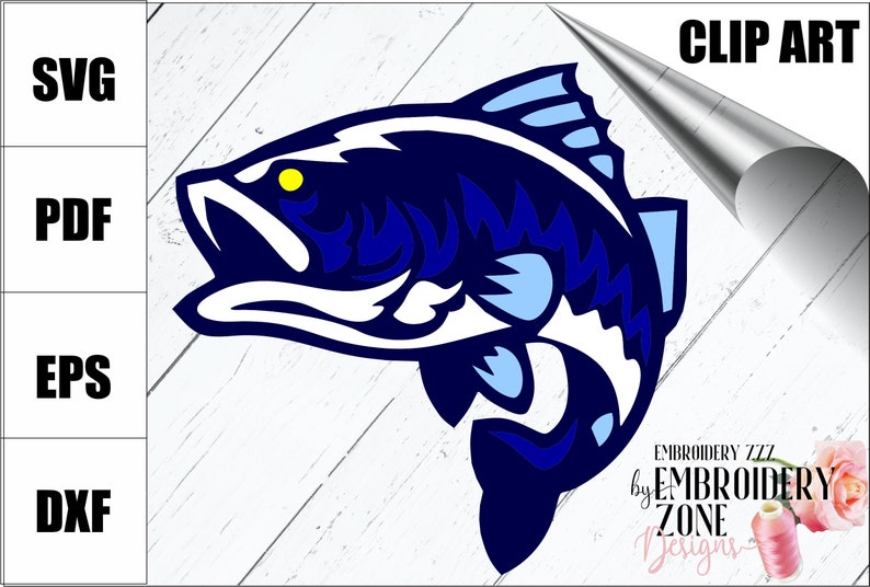 Download Fishing Vector Illustration Large Mouth Bass Clip Art Design Jumping Fish Graphic Image In Svg Pdf Eps Dxf Paper Party Kids Craft Supplies Tools Vadel Com