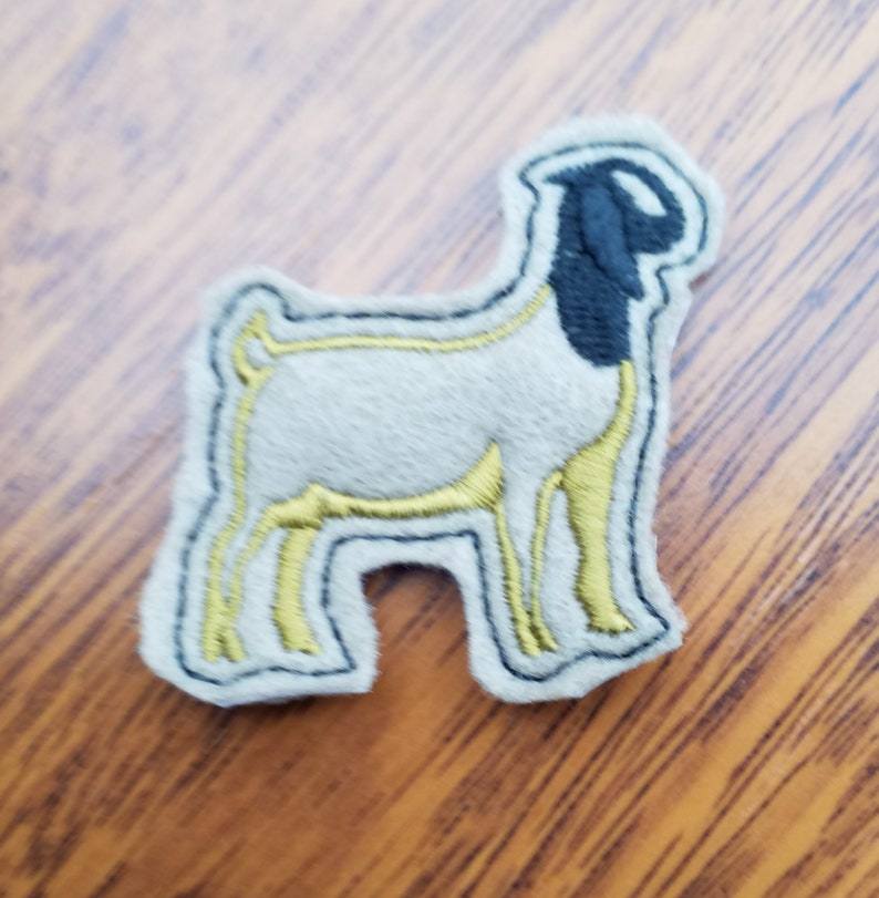 Boer Goat feltie in the hoop embroidery pattern. ITH boer goat design, pes felt design file, template, goat 4H planner felties, hair bows image 6