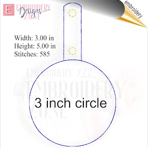 May include: A blue embroidery design of a 3 inch circle with a loop at the top. The design is 3 inches wide and 5 inches tall and has 585 stitches. The design is for embroidery machines and can be used to create a variety of projects.