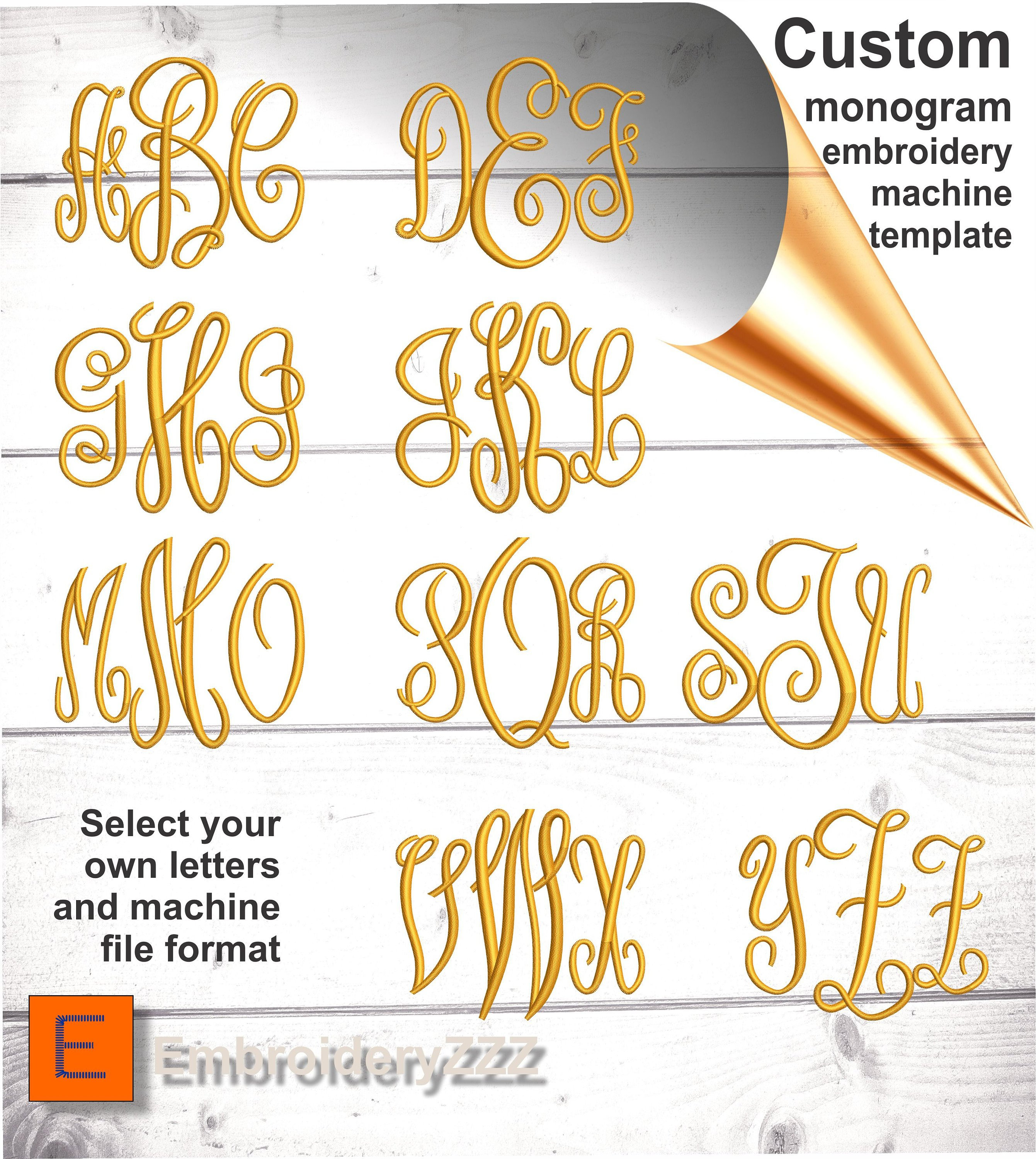Customizable Monograms Custom Monogram Design Digital Embroidery Files in Any Size and Format ...
