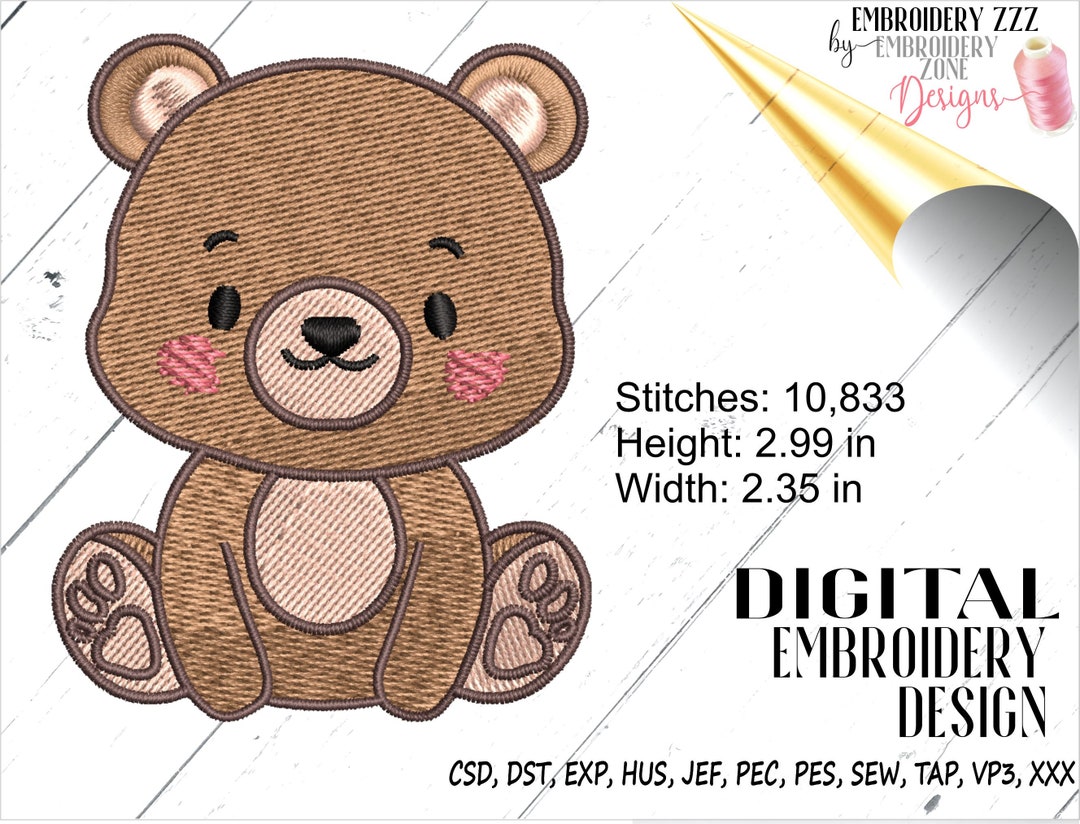Teddy Bear Embroidery Design Pattern. Teddy Bear Design for Machine