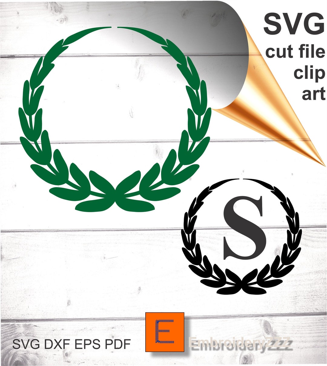 Laurel Wreath SVG Cut File Monogram Frame for Htv Cutting, Print and ...