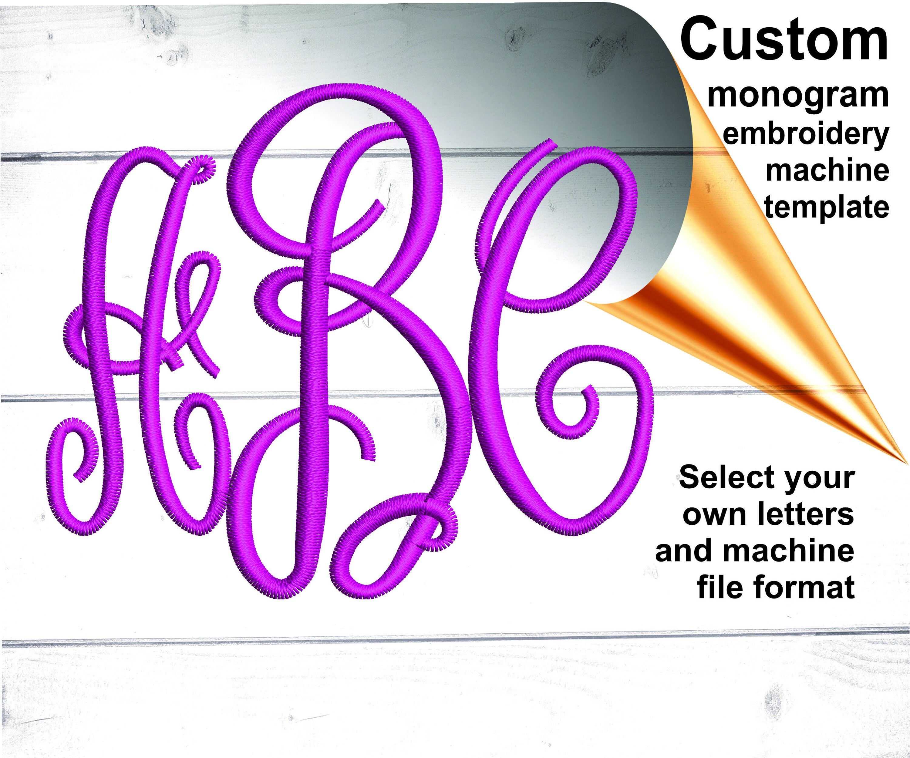 Custom Monogram Design Digital Embroidery Files in Any Size and Format ...