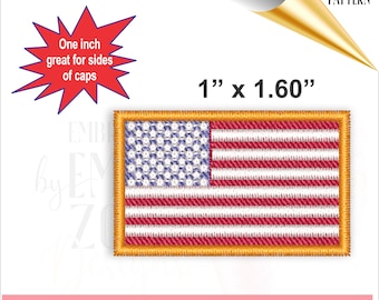 Borduurontwerp Amerikaanse vlag, kleine Amerikaanse vlag (1 x 1,6 inch) (digitale download)