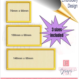 Set di disegni per ricamo a macchina con toppa in bianco, angoli squadrati (download digitale)