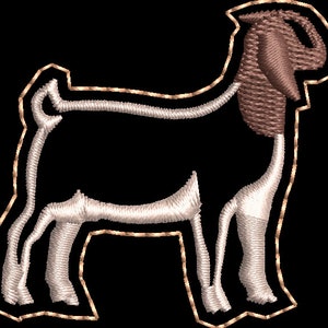 Boer Goat feltie in the hoop embroidery pattern. ITH boer goat design, pes felt design file, template, goat 4H planner felties, hair bows image 5