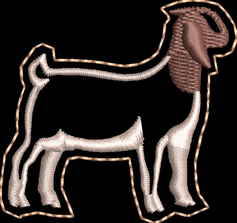 Boer Goat feltie in the hoop embroidery pattern. ITH boer goat design, pes felt design file, template, goat 4H planner felties, hair bows image 5